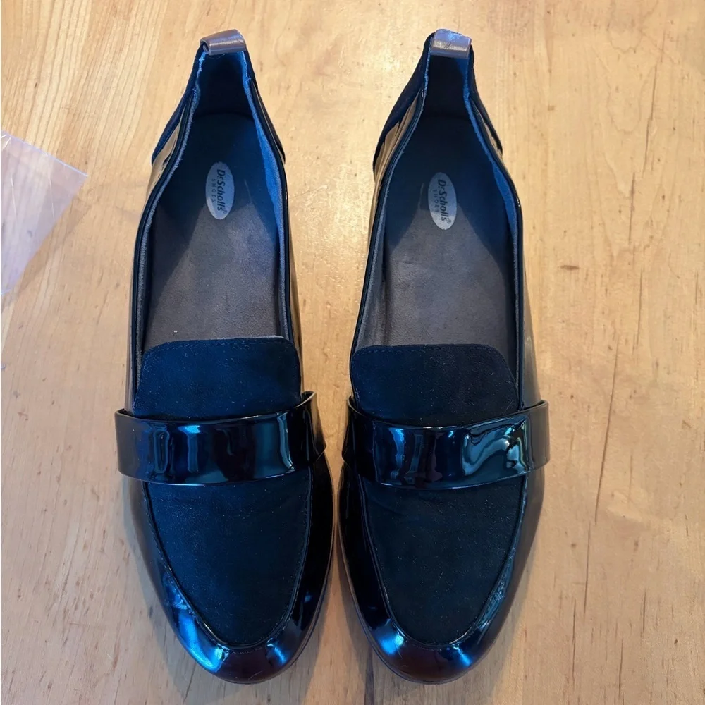 Dr. Scholl's Black Patent & Suede Women's Loafers size 7.5